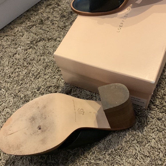 Loeffler Randall black jeweled slides stack heel leather upper/sole size 8 - Picture 4 of 5